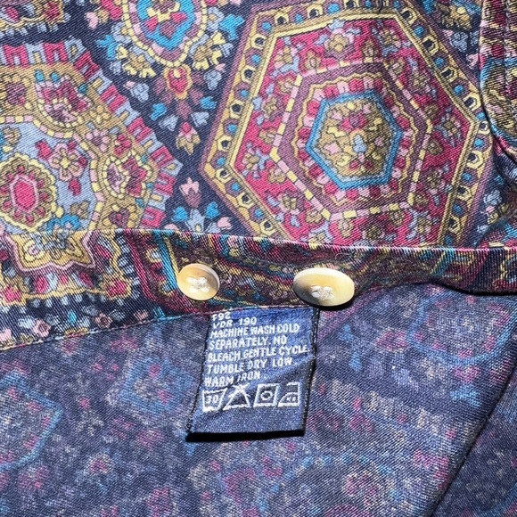 Vintage Nautica Men's Multicolor Geometric Cotton Button Down Shirt Small - Picture 4 of 4